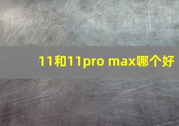 11和11pro max哪个好